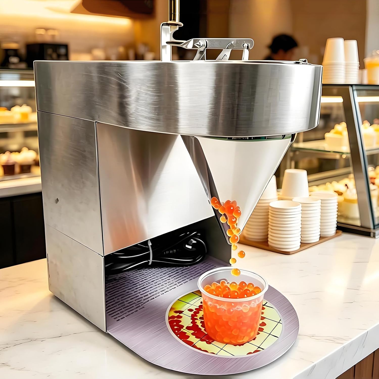 Semi-Automatic Bubble Tea Tapioca Pearl Maker - 50kg/h Commercial Popping Machine with 1.5L Hopper, Adjustable Size & Speed for Restaurants, Milk Tea & Dessert Shops