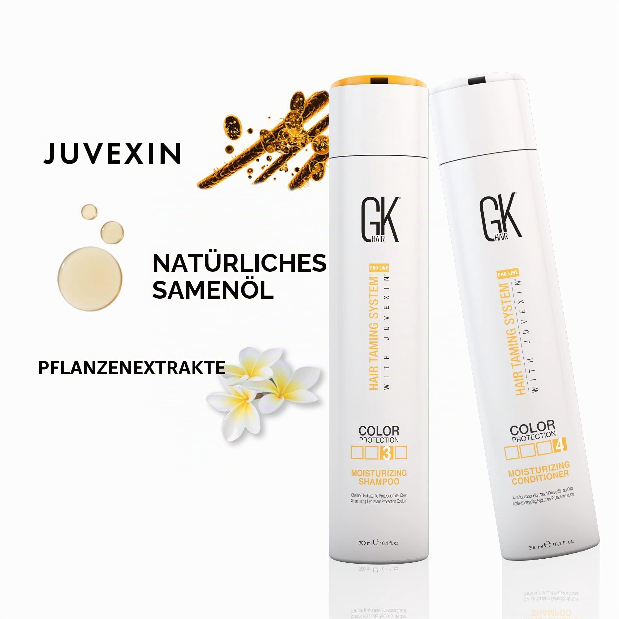 Global Keratin GKhair Feuchtigkeitsshampoo, feuchtigkeitsspendender Conditioner, pH+ Klärendes Shampoo (300ml/ 10,1 fl. oz) und 2 Serum (10ml/ 0,34 fl. oz) Organische Ölextrakte - Von GKhair