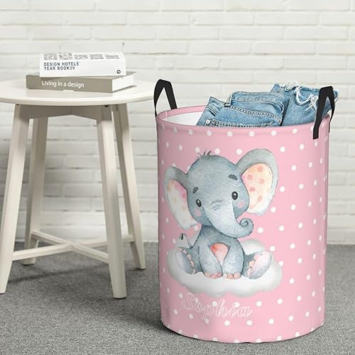 Miniatura 7 de Cesta de lavandería personalizada para bebé con nombre de elefante, cesta de lavandería personalizada para niños y niñas, cesta de almacenamiento de