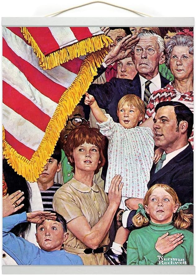 Salute The Flag Hanging Poster Canvas Print Ready to Hang, Wall Decor, 16"x20"
