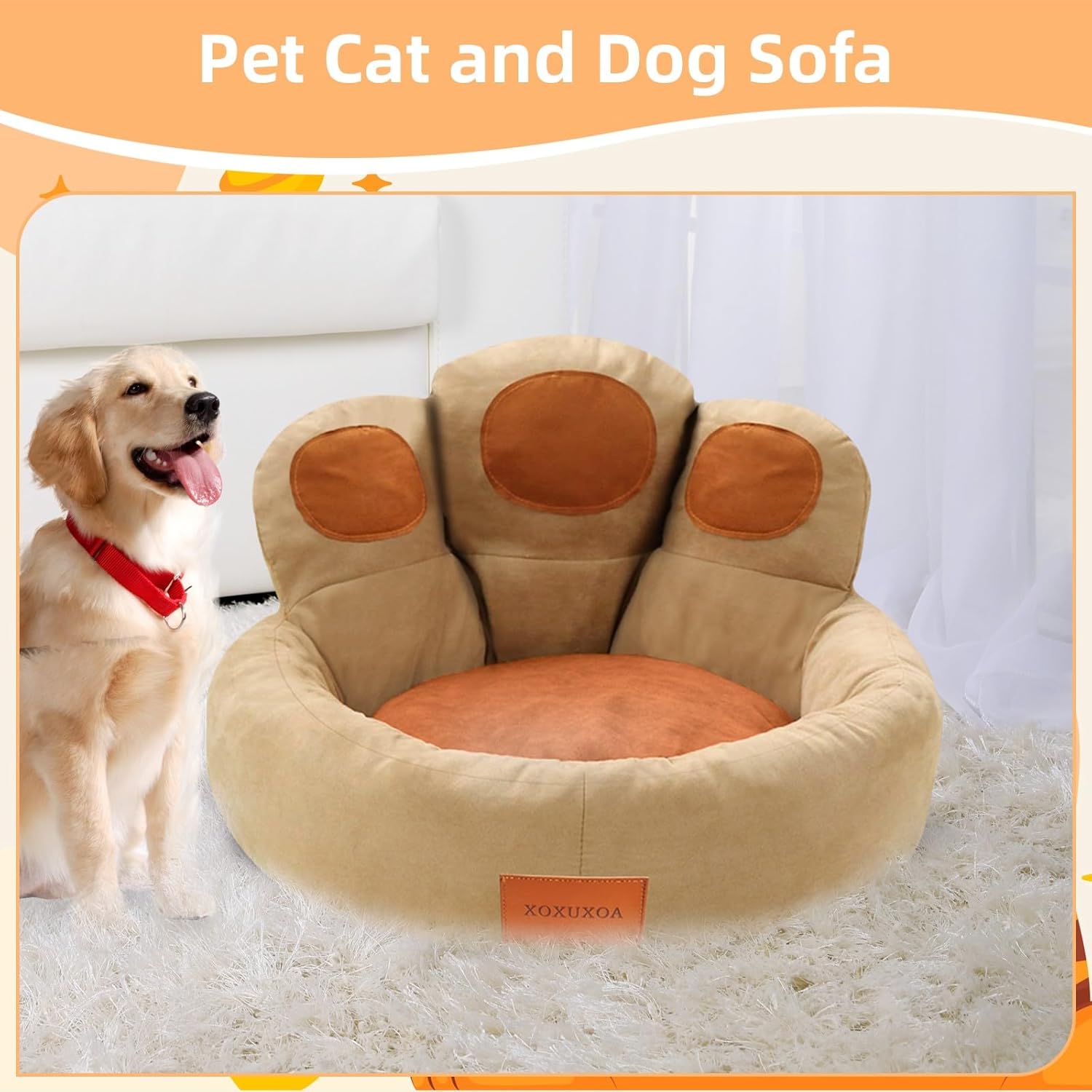 Memory Foam Pet Bed - 18" Anti-Anxiety Donut Bed for Dogs & Cats, Machine Washable, Brown