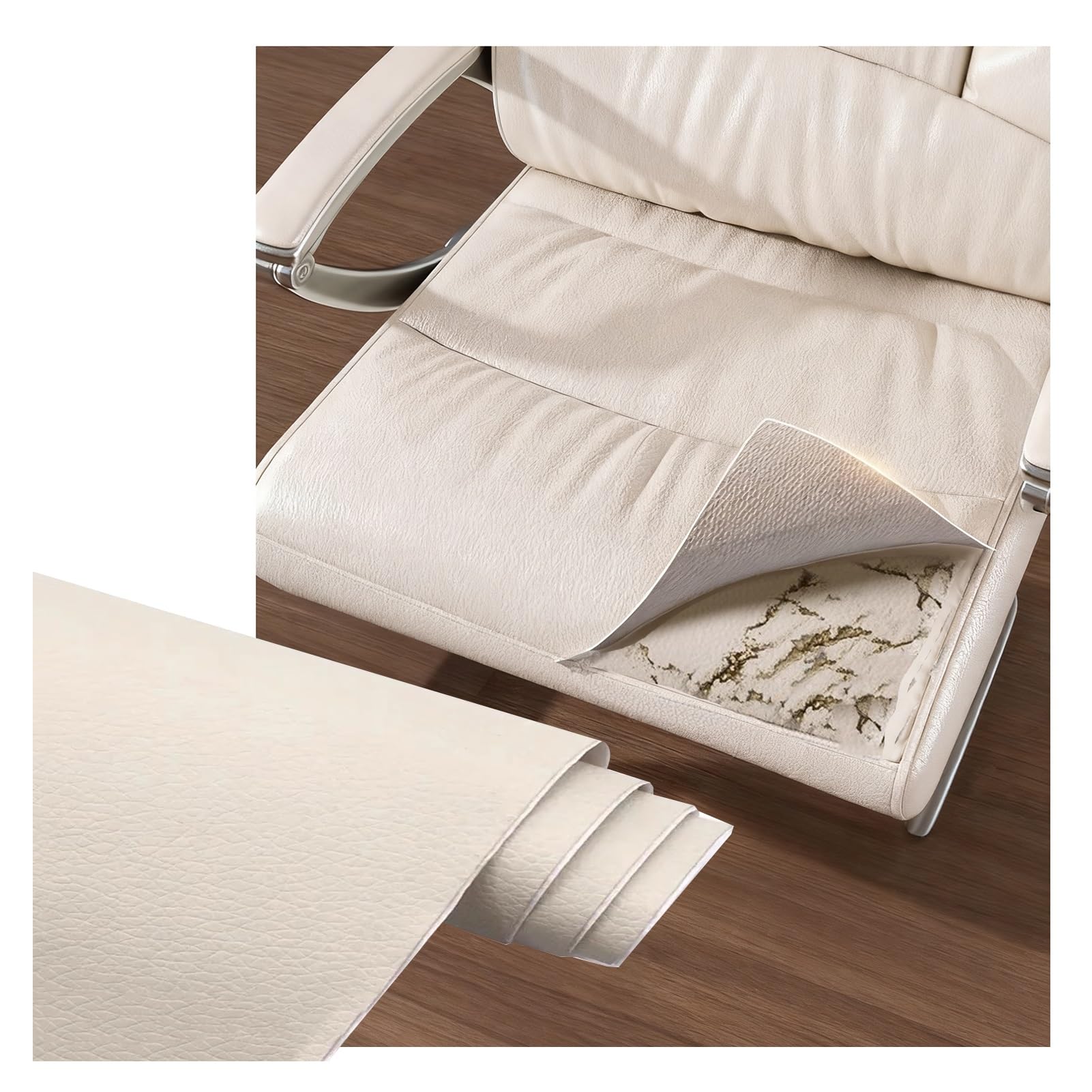 Cuero Adhesivo Parche De Reparación De Cuero Autoadhesivo Blanco Para Silla, Cinta De Reparación De Cuero Cortable De Bricolaje Para Muebles, Kit De Reparación De Vinilo De Sofá De Tapicería(200x70cm)