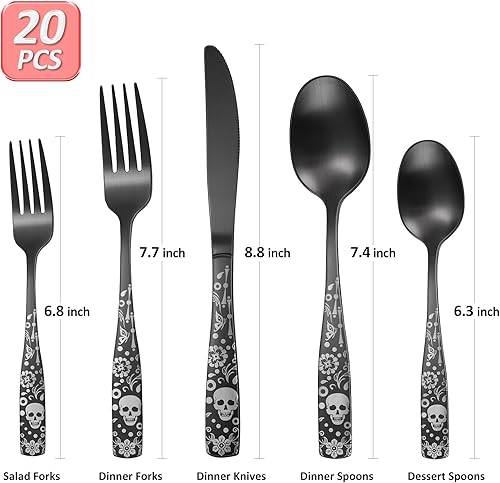Miniatura 2 de 20-Piece Silverware Set with Cake Fork, Stainless Steel Flatware Cutlery Set for 4, Tableware Eating Utensils Set with Wooden effect Handle, Include