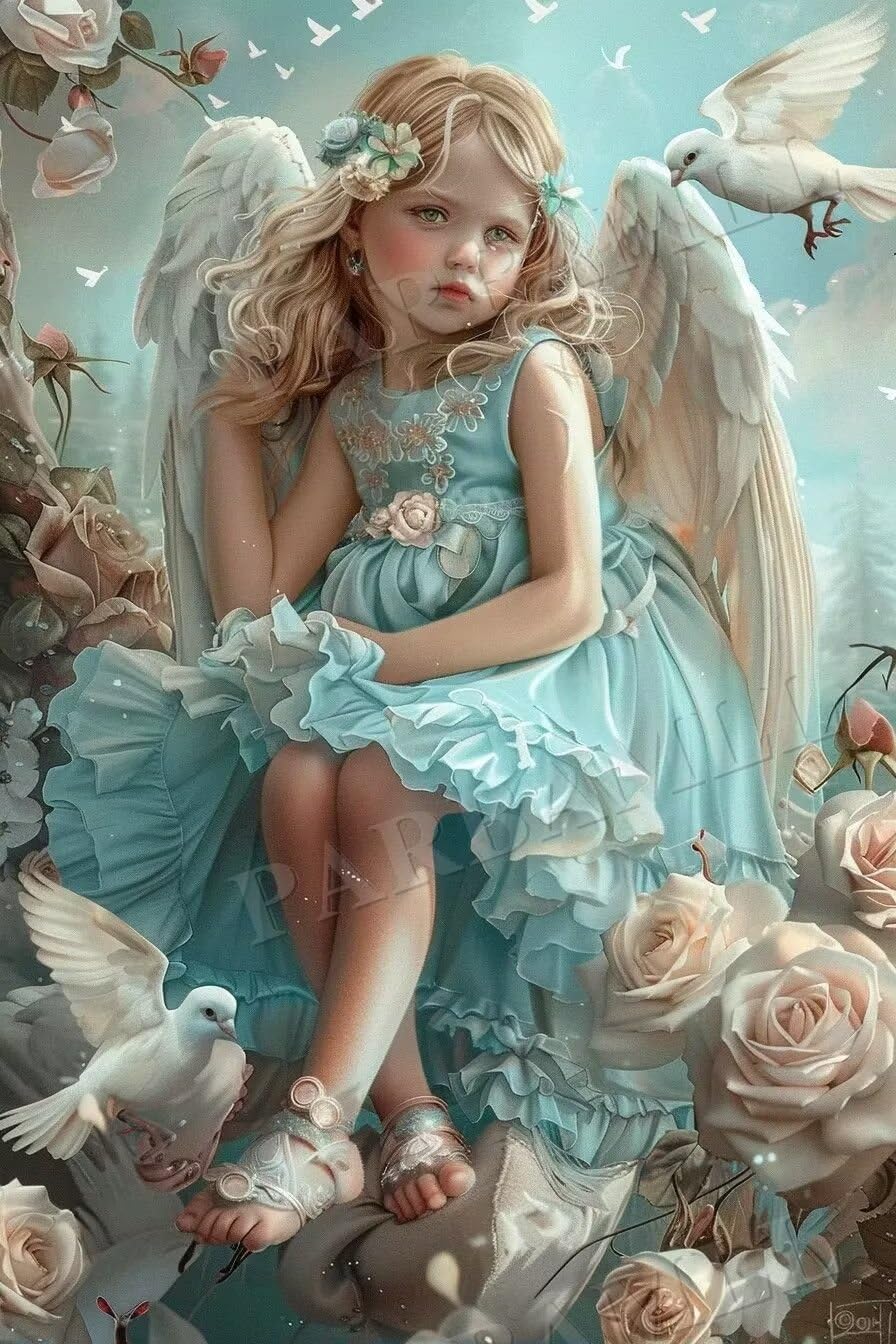 Amazon.com: Blue Angel Girl Framed Painting Artistic Framed