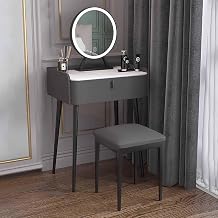 Vanity with Mirror and Light, Makeup Vanity with Drawers and Stool, Large Vanity Set with Mirror for Girls and Women Bedroom