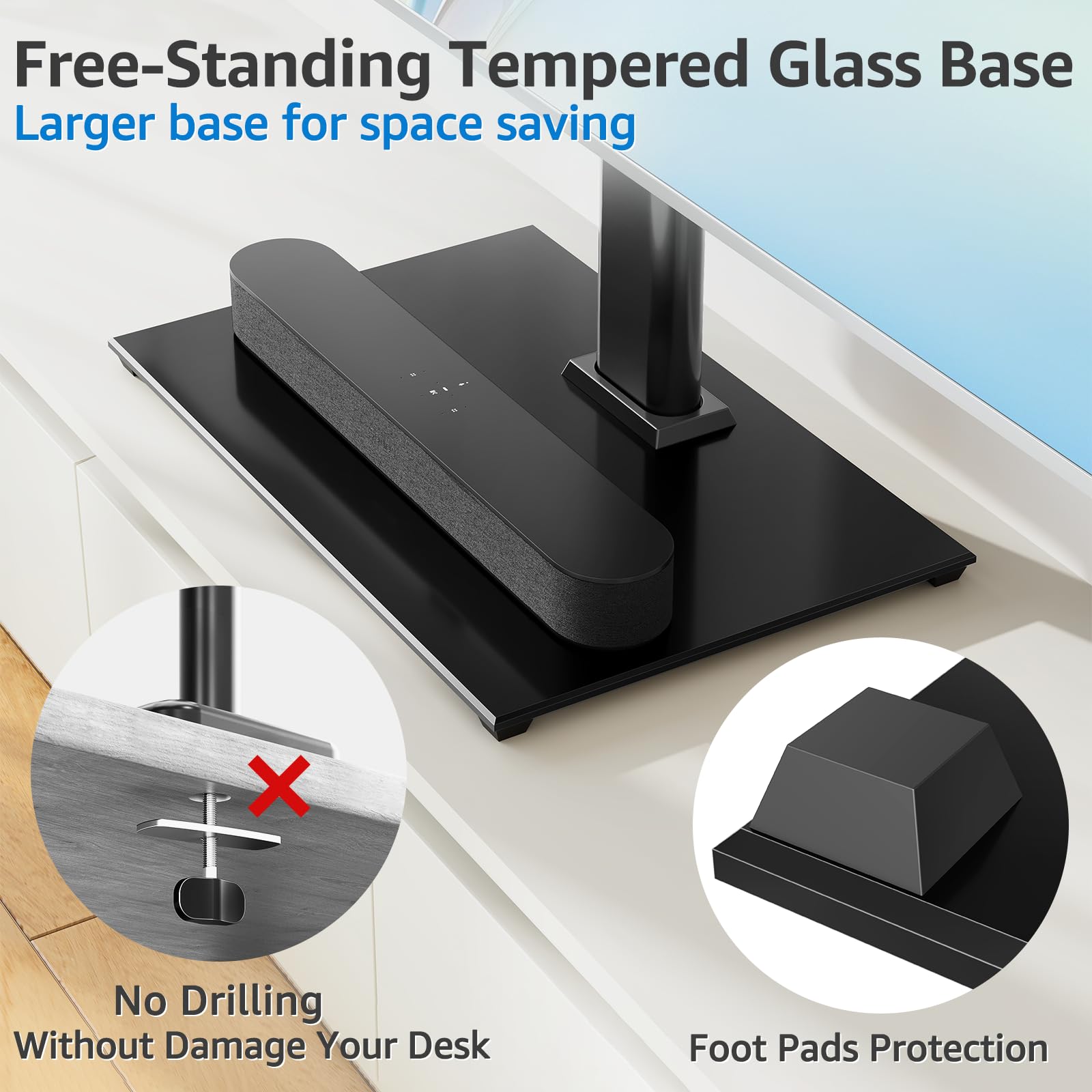 MONTUP Universal TV Stand for 24–60 Inch TV, Height Adjustable Table Top TV Stand Up to 40KG, Pedestal with Bracket Max VESA 400x400mm, EU1335 - 5