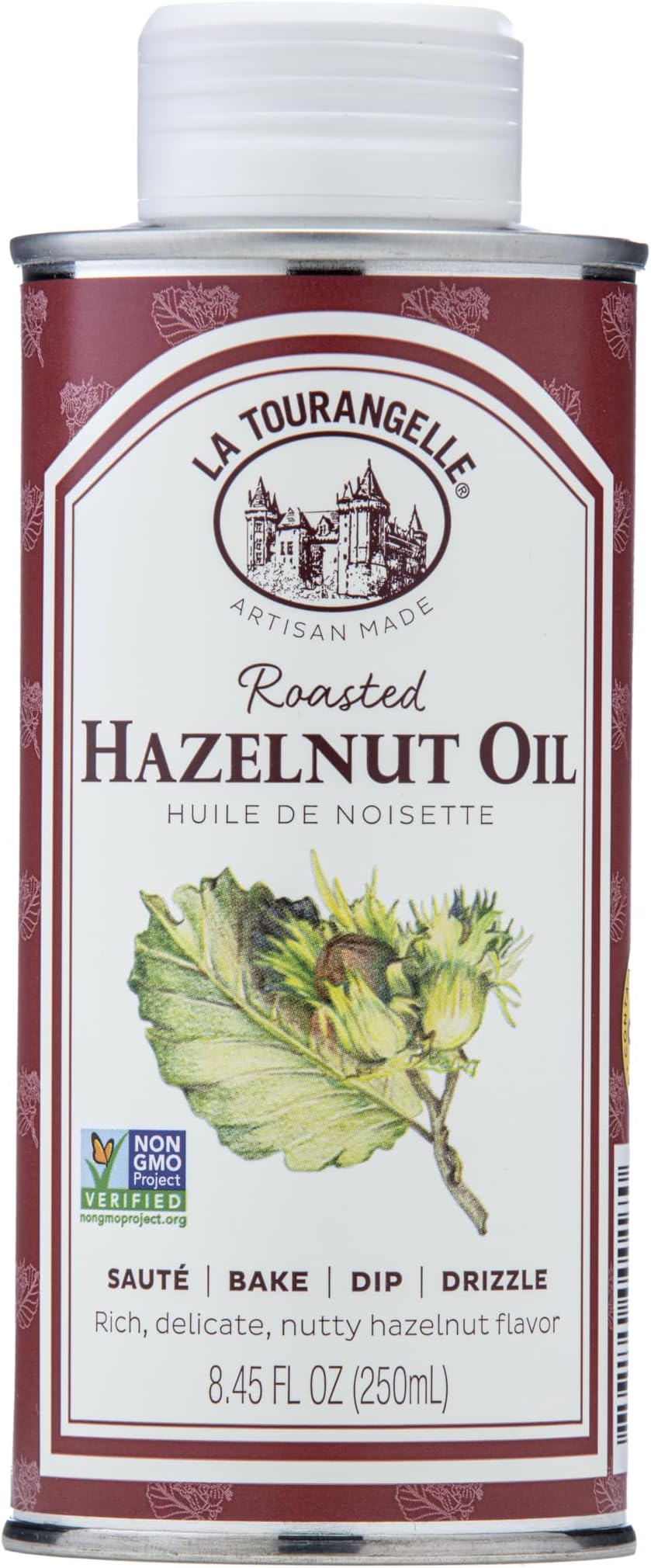 La Tourangelle, Roasted Hazelnut Oil, High-Oleic Oil Great for Baking, Stir-Frying, and Vinaigrettes, 8.45 fl oz