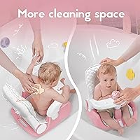 Vista 4 de BabyBond Asiento de Baño para Bebé con 2 Modos de Sentarse y Acostarse, Ajuste de 3 Velocidades, Potentes Ventosas, Silla de Baño para Bebés