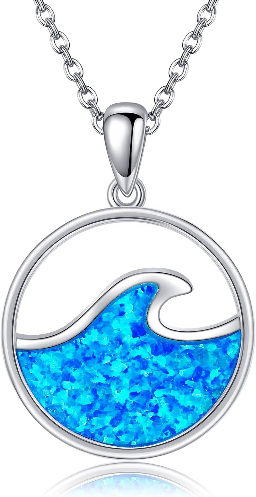 YAFEINIWave Necklace 925 Sterling Silver Wave Pendant Beach Jewelry for Women