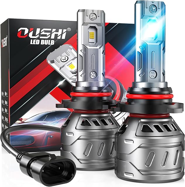 9005 LED Headlight Bulb, OUSHI HB3 LED Bulbs Extremely Bright 14000LM 70W 6000K Xenon White, Waterproof Mini Design All-in-One Conversion Kit for Car Headlight Bulbs Replacement (2 PCS)
