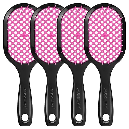 Miniatura 23 de Cepillo desenredante ventilado para el cabello, paquete de 2 cepillos desenredantes para eliminar enredos sin esfuerzo, cerdas ultrasuaves, para