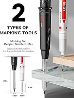 Vista 3 de Paquete de 3 Lápices de Carpintero con Sacapuntas, Lápices Mecánicos de Carpintero con 57 Repuestos, Lápiz de Construcción de Trabajo Pesado