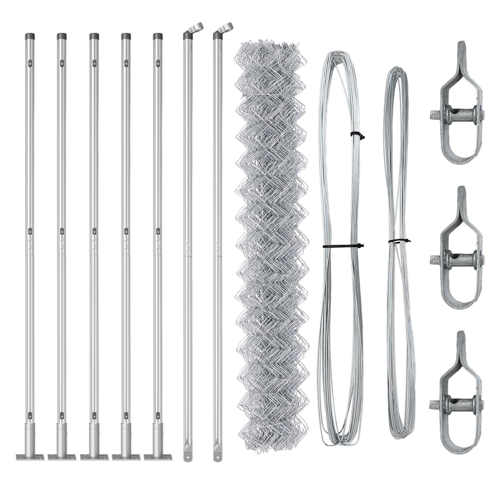 Brokky 3351296 Recinzione in Rete Metallica con 7 Pali flangiati 1,5x10 m in Acciaio zincato Rete Metallica per Recinzioni Zincata Elettrosaldata Rigida - Ideale per Recinzioni da Giardino,Aree Verdi