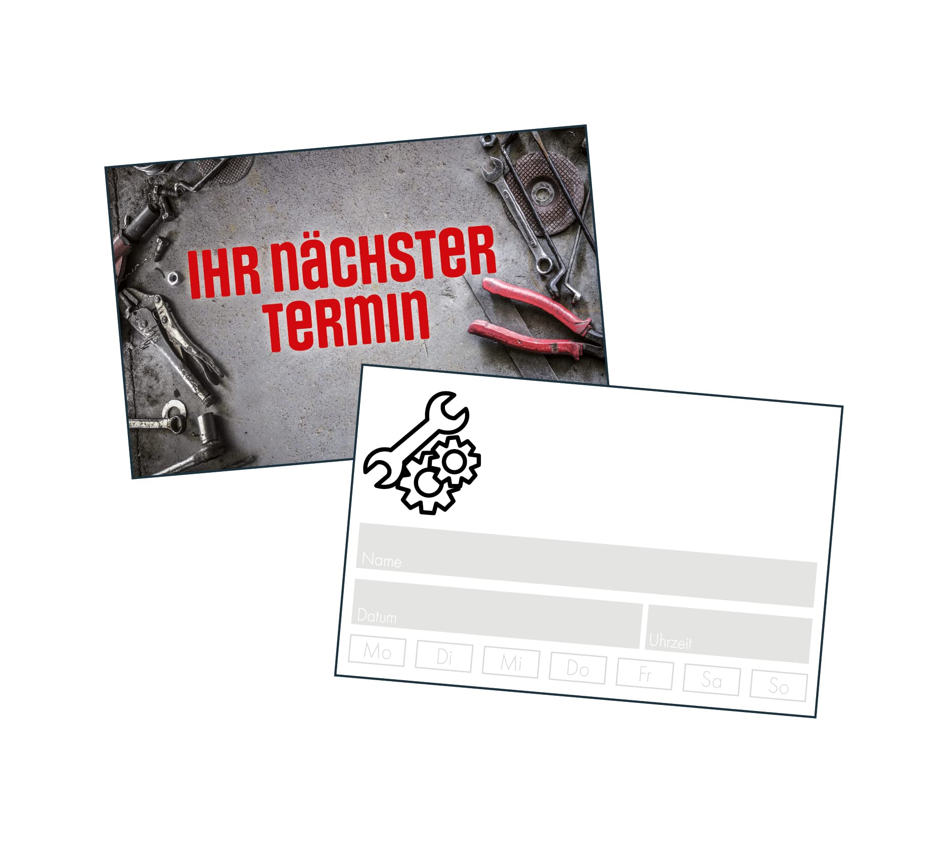 Exklusive Terminkarten auf hochwertigem Karton, sehr gut Bestempel- und Beschreibbar (Werkstatt, 1.000 Stück Inkl. Firmeneindruck)