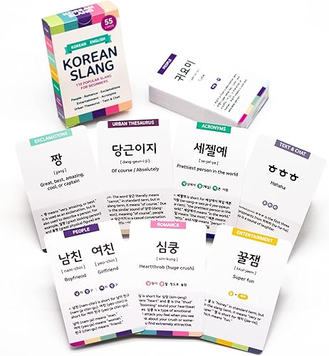 Vista 12 de Juego de 3 paquetes de tarjetas didácticas de conversación básica en coreano – Frases esenciales, situaciones cotidianas, jerga + audio MP3 gratuito