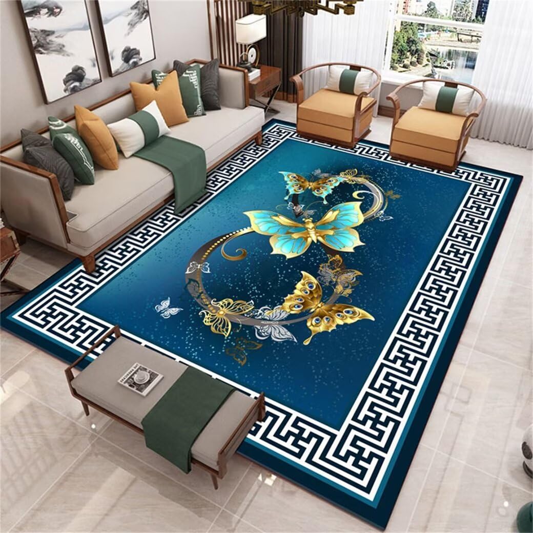 Tapis chambre enfant lavable et doux bleu 160x210 cm pour jouer