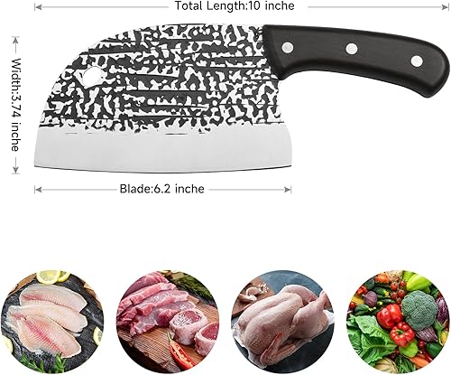 Miniatura 2 de Cuchillo de carnicero profesional serbio - Cuchillo de carnicero para carne de 6 pulgadas, acero inoxidable al carbono