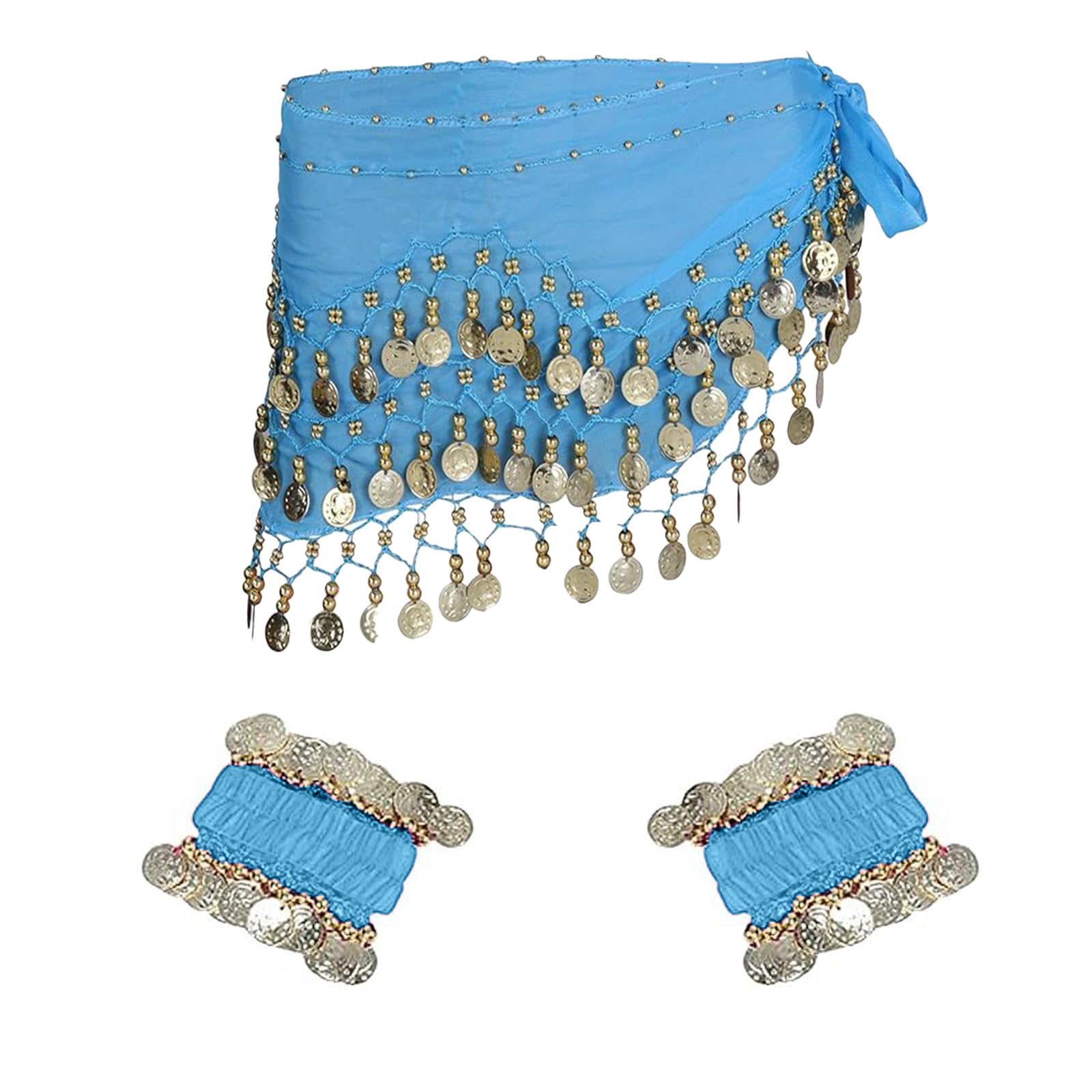 Juego de braga para danza del vientre, accesorios para danza del vientre, cinturón de gasa