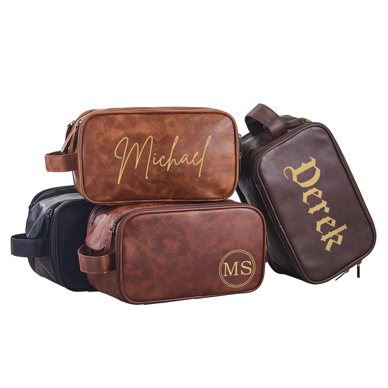 Borsa da toilette in pelle personalizzata da uomo, grande kit dopp da viaggio, organizer per articoli da toeletta impermeabile, borsa cosmetica in pelle PU, regalo personalizzato inciso al laser per