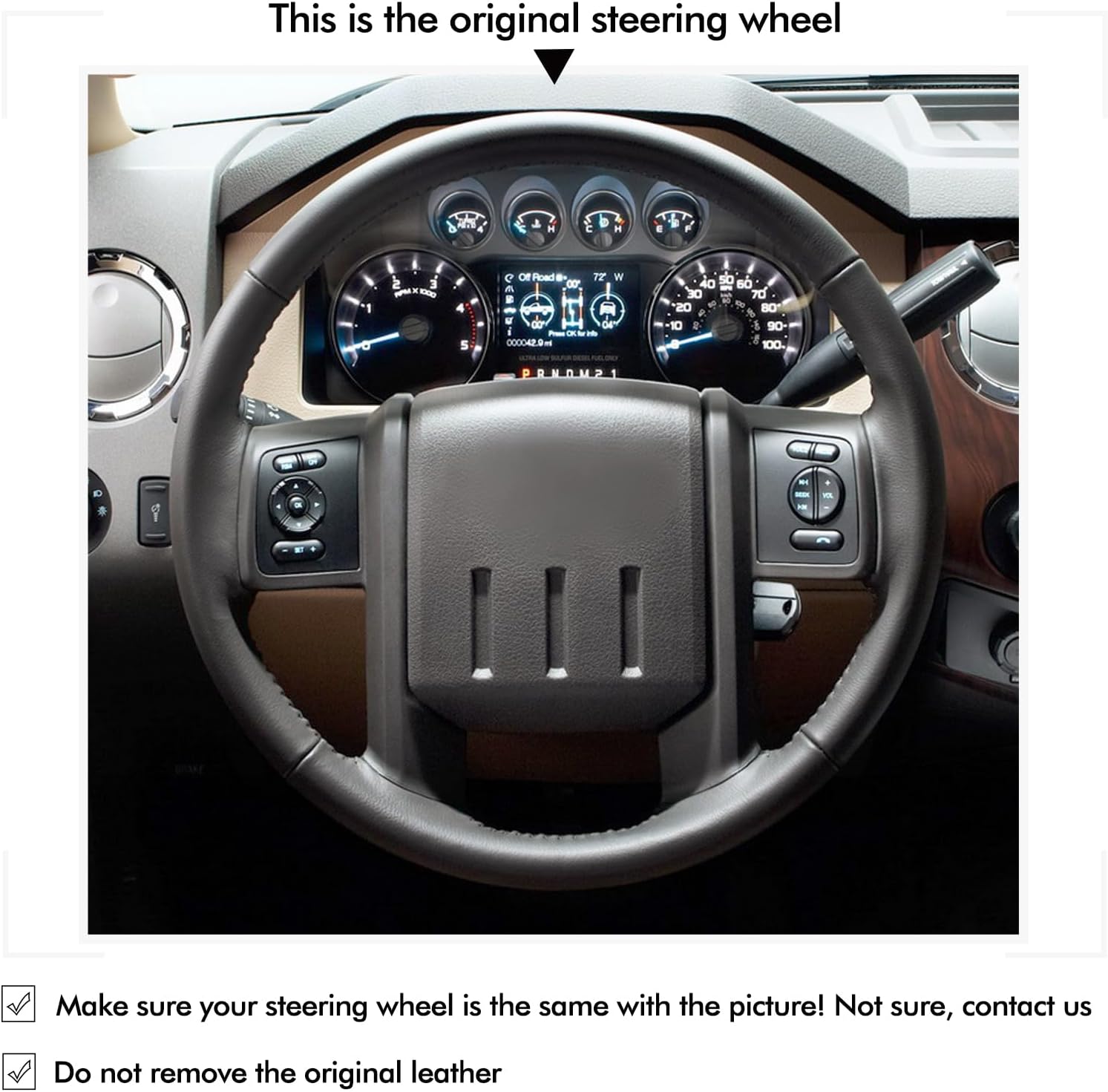 MEWANT DIY Stitching Steering Wheel Cover Wrap for Ford F-250 F-350 F450 F550 XL 2008-2016/Expedition 2007-2014 Steering Wheel Accessories for Ford F-250 F-350