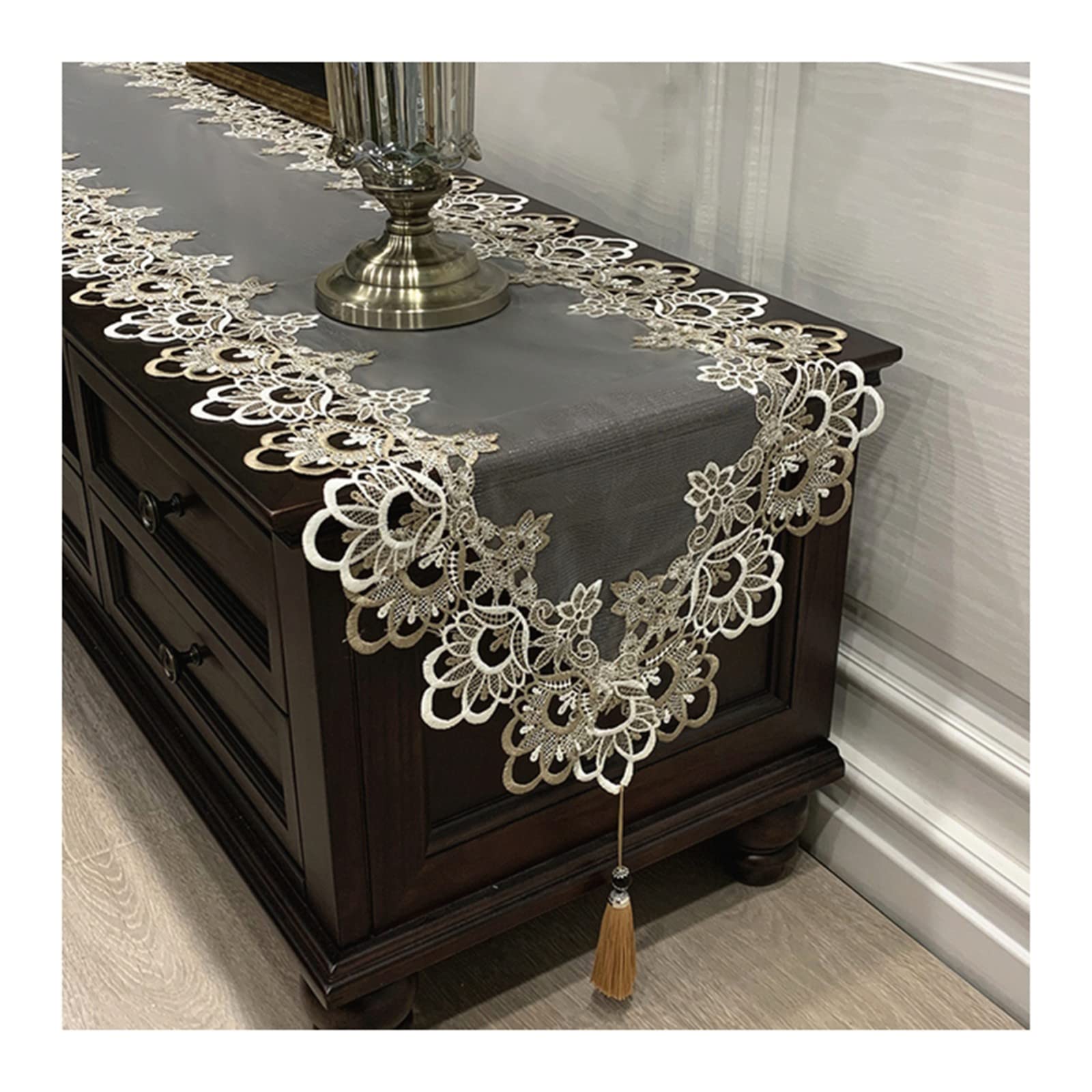 Chemin de table tissé long transparent à rayures style bohème chic