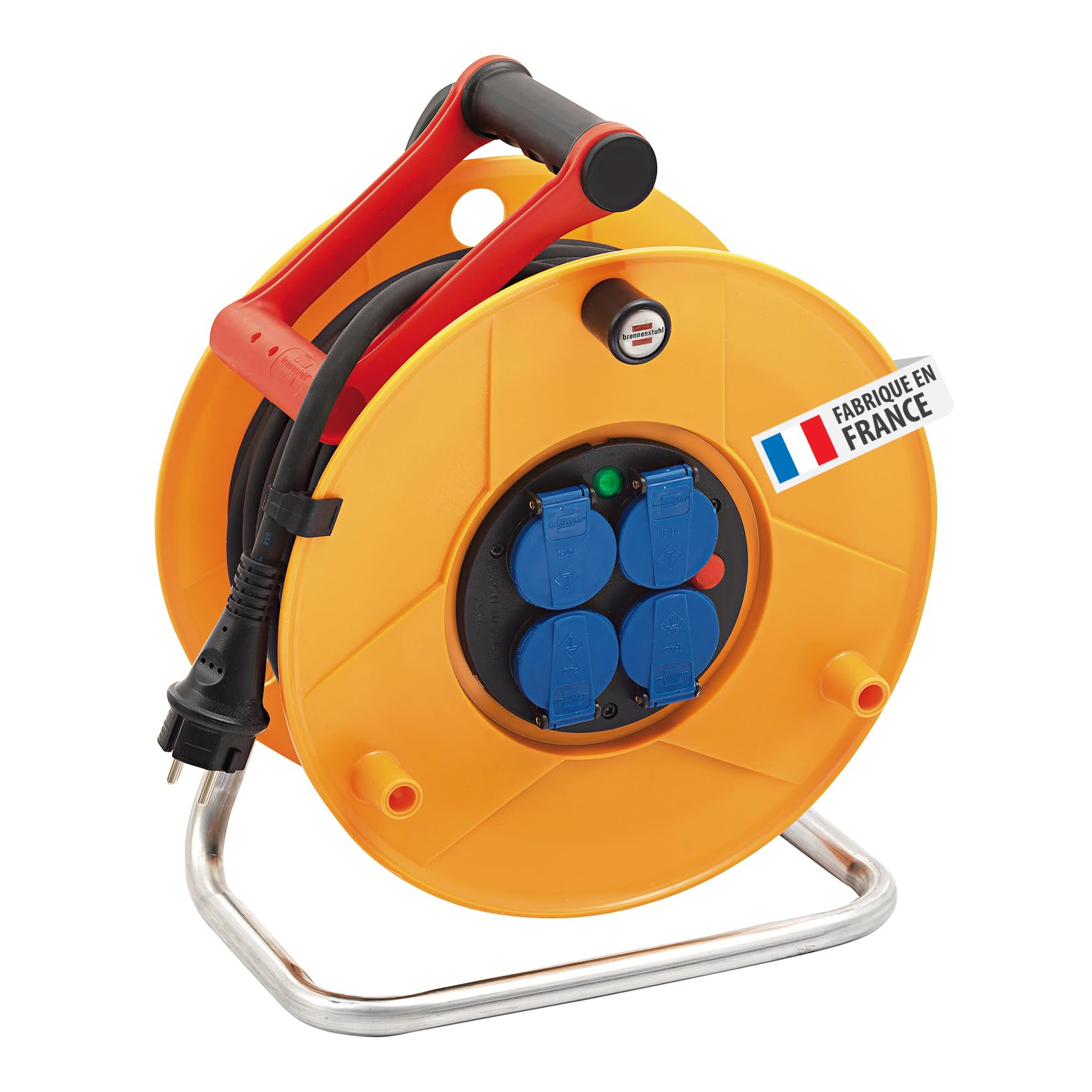 Brennenstuhl Enrouleur de câble Standard Pro 25m (IP44, Cablepilot), Fabrication Française 1206941 Jaune/Noir