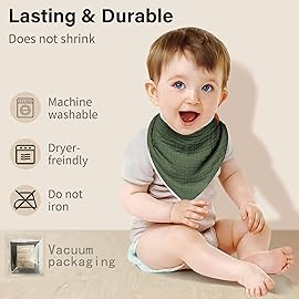 NISXABEBE Muslin Baby Bibs,Soft Triangular Baby Bandana Drool Bibs for Baby Boy Girl,Solid Colors Bib for Drooling Teething