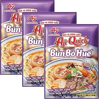 【みのる商事】AJIQUICK 旨辛牛肉麺 ブンボー フエBun bo Hue 59g (水1.5l用・3－4人前)、3個 ■ まとめ買いお得 ベトナム調味料