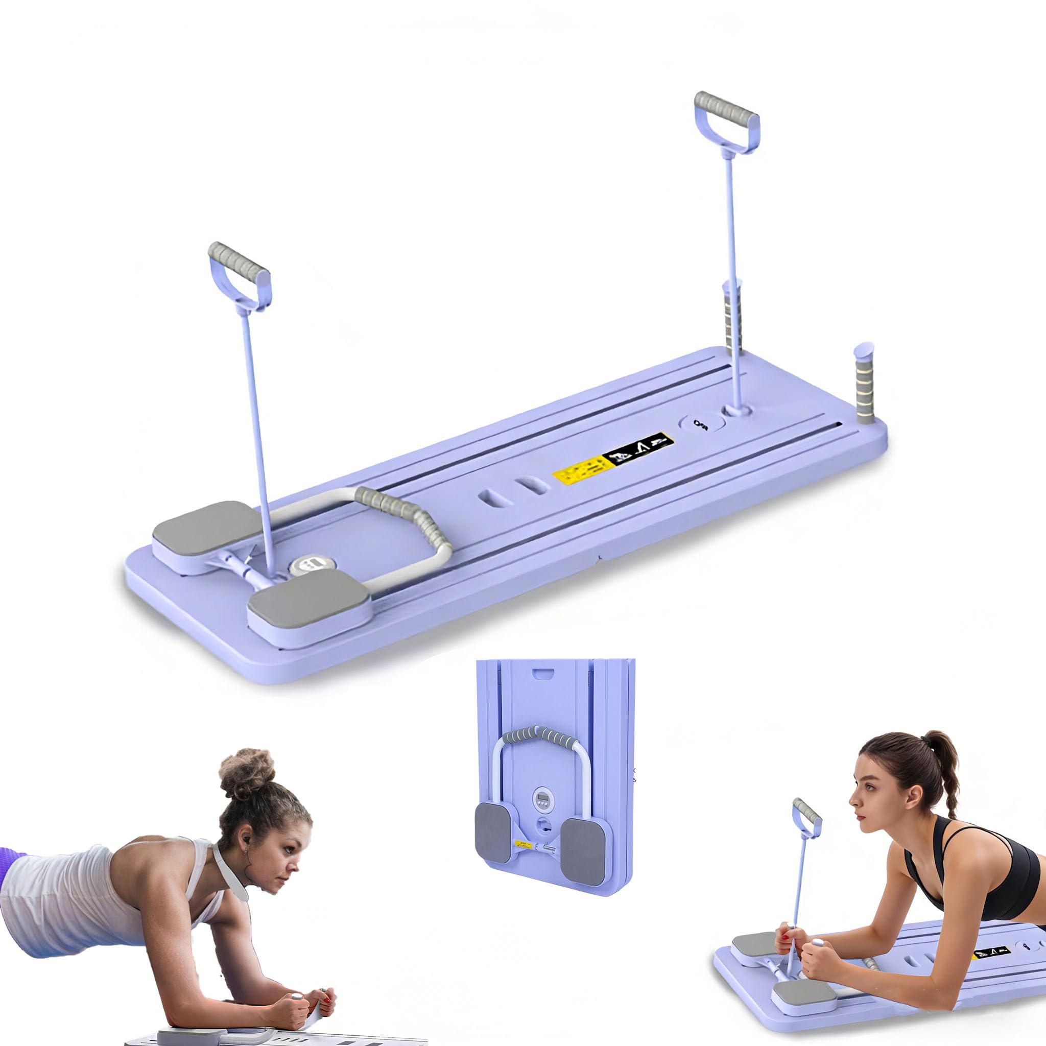Pilates Board,Pieghevole Pilates Reformer Machine Maison Tavola Pilate Kit, Multifunzione Tavola Fitness Roulette Addominale Rimbalzo Automatico,Corpo completo per Palestra a Casa