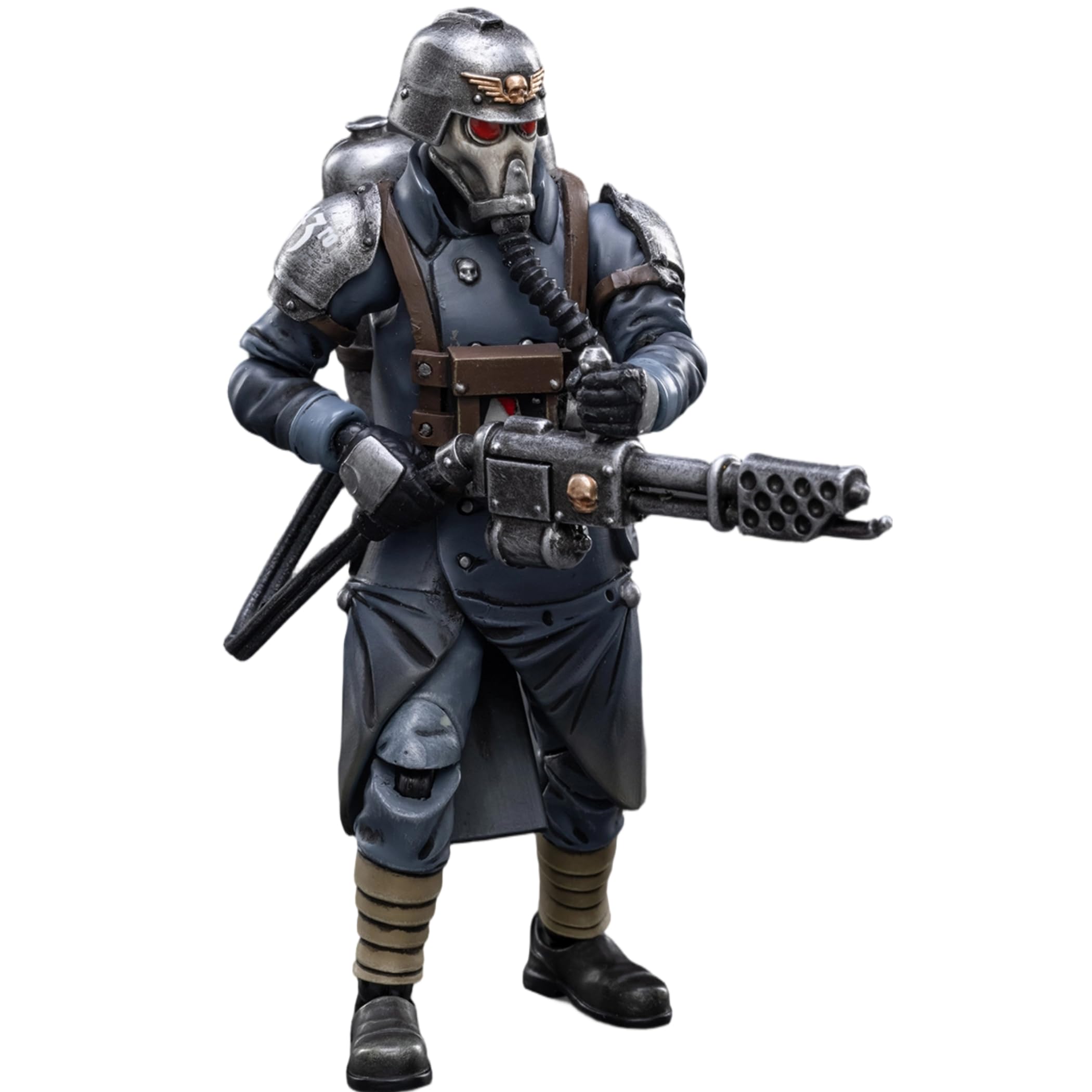 JOYTOY Warhammer 40K 1/18 Action Figures Astra Militarum Death Korps of Krieg Veteran Squad Guardsman with Flamer Collectible Model Birthday Gifts