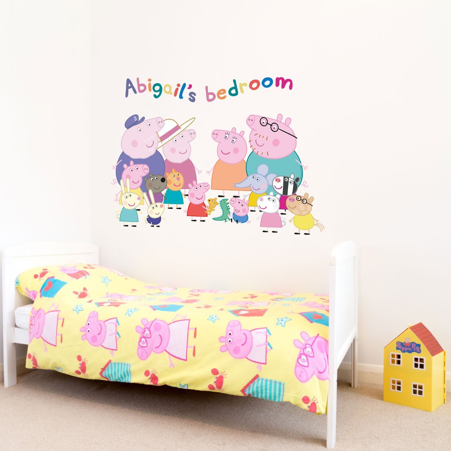 Stickerscape Multi Personalised Peppa Pig Family Wall Stickers – Kids Bedroom Wall Decals With Name – Removable Nursery Wall Art (Officially Licensed)