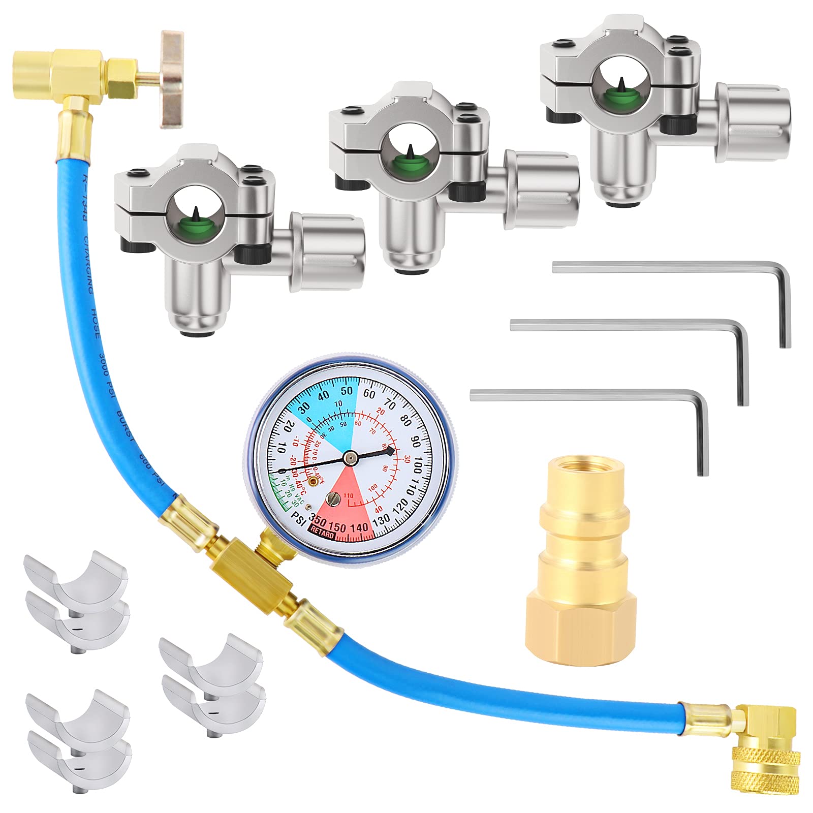ERGAOBOY R134A A/C Refrigerant Charging Hose with Gauge,BPV31 Piercing Valve,Universal Retrofit Valve Kit