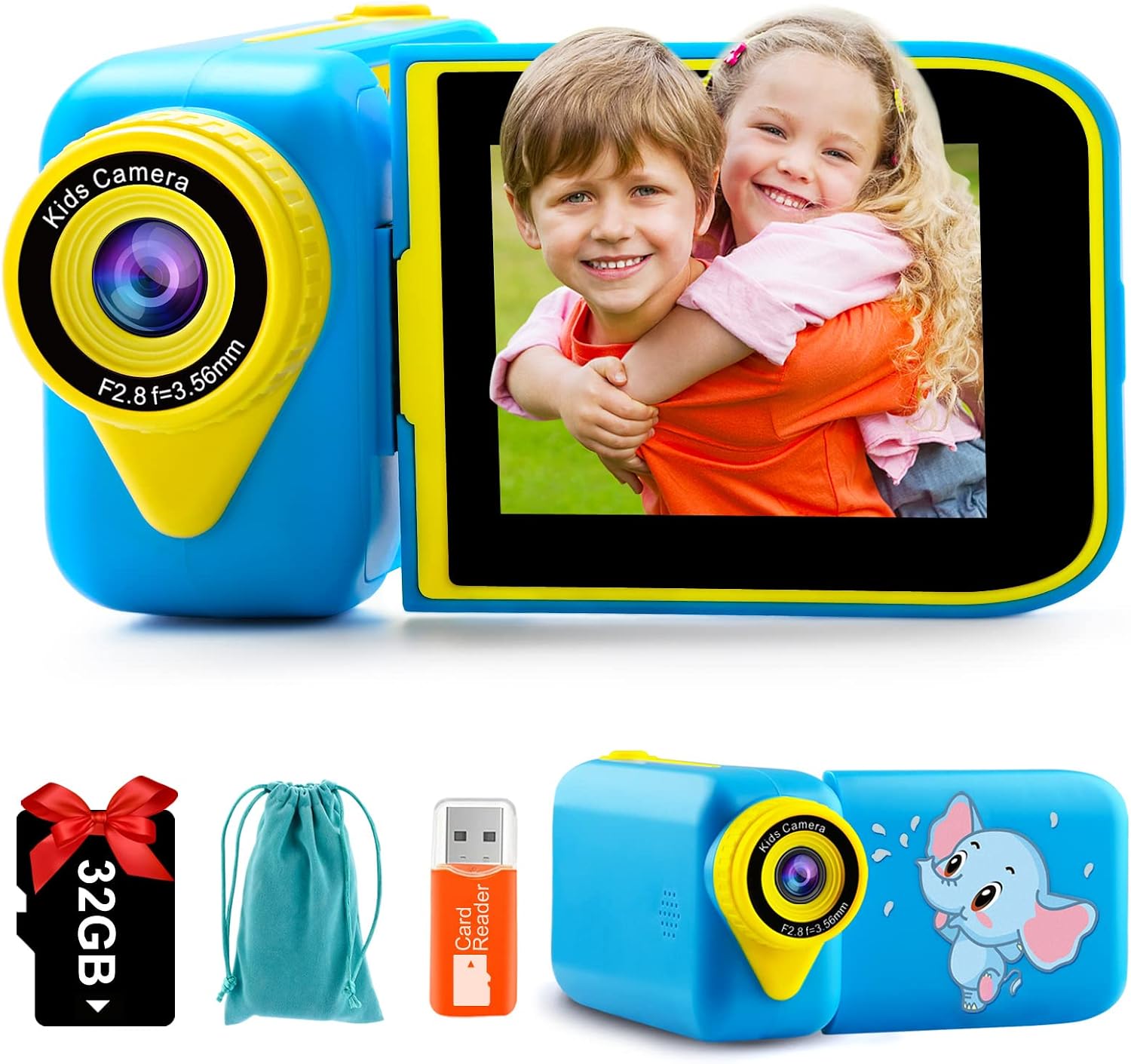 PROGRACE Kids Camera Toy-270degr Rotation Screen Children Camera Age 3-9 Yrs Old Gift Boys&Girls Birthday Holiday Kids Camcorder Recorder Beginner Digital Photographer Kids Video Camera 1080P 12MP HD