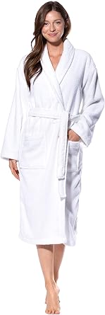 Terry Cloth Robes for Women and Men 100% Turkish Cotton Kimono Womens Robe Mens Bathrobe | White Velour, XX-Large White Shawl, Large/XL One Size