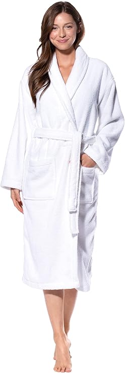Terry Cloth Robes for Women and Men 100% Turkish Cotton Kimono Womens Robe Mens Bathrobe | White Velour, XX-Large (White Shawl, Large/XL (One Size))