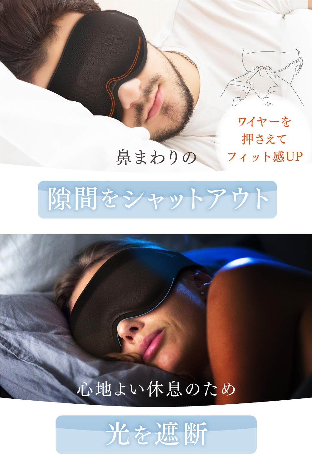 Amazon.co.jp: MYTREX Eye Air アイマスク ノーズワイヤー入り 遮光性