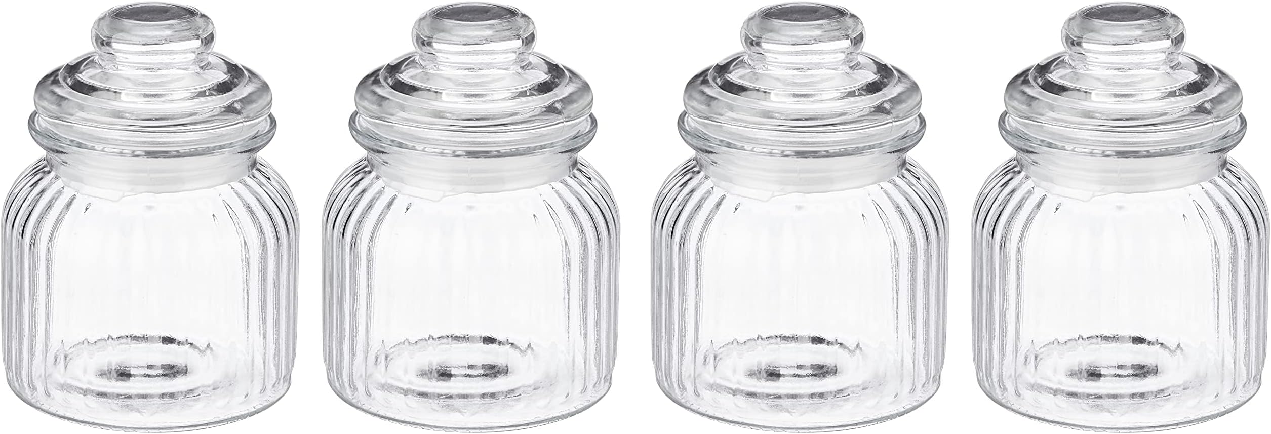 Amazon Brand - Solimo Glass Mimosa Jar 650 Ml | Set Of 4, Transparent