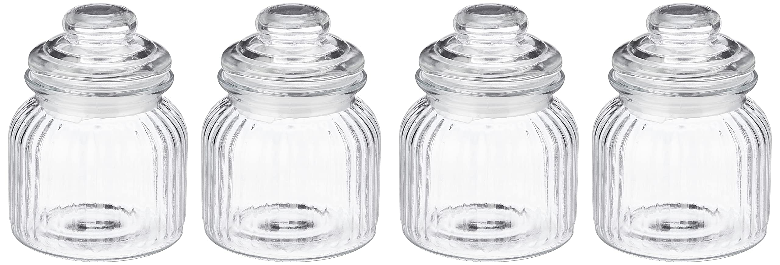 Amazon Brand - Solimo Glass Mimosa Jar 650 Ml | Set Of 4, Transparent