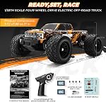 HAIBOXING 1:18 Scale RC Truck 18859E (Orange), 4WD Off-Road Remote Control Car 36km/h, 2.4GHz Radio System, Dual Rechargeable Li-Po Batteries, 35+ Min Drive Time
