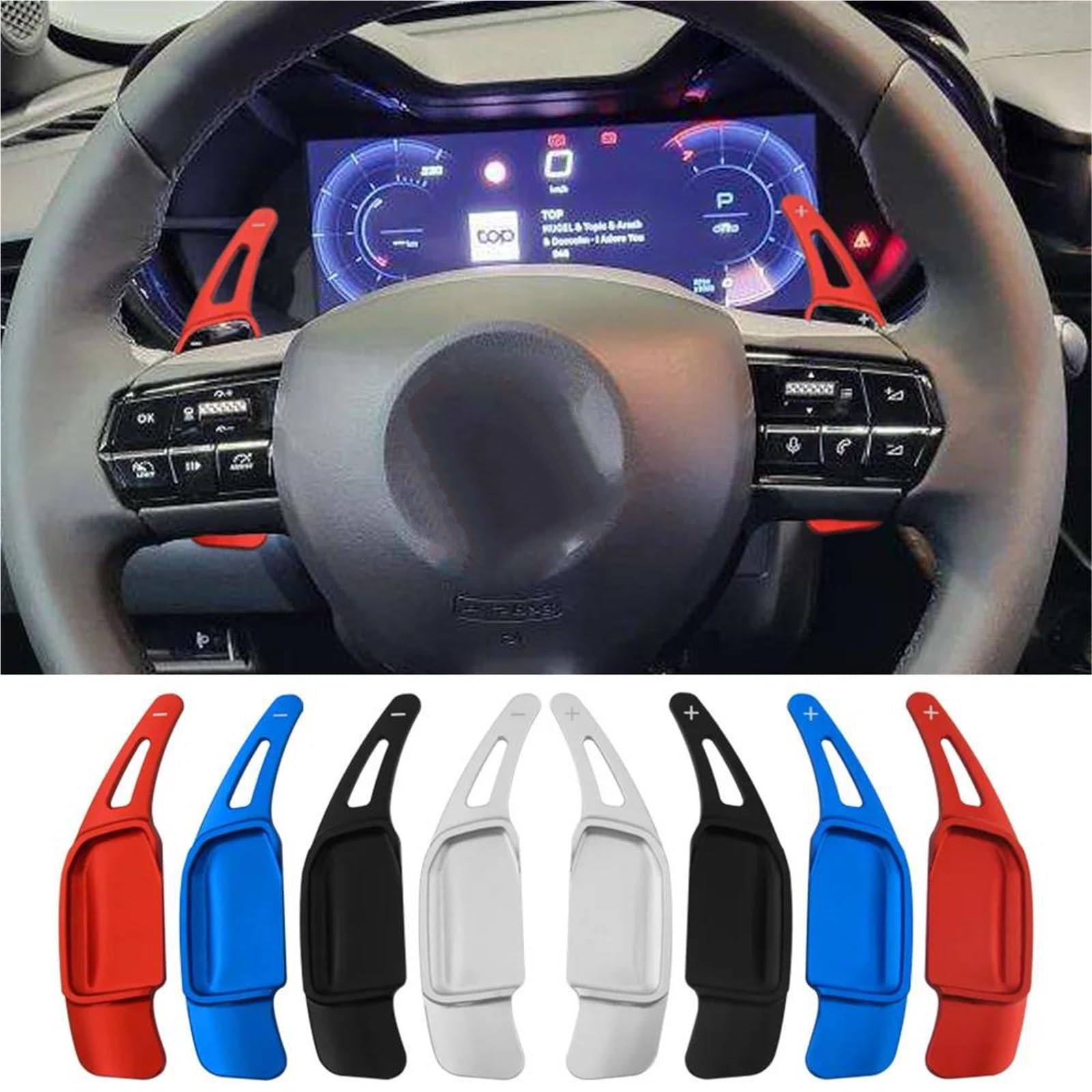 Łopatki zmiany biegów w samochodzie Dla Alfa Romeo Junior Hybrid Lancia Ypsilon MHEV 2024-2025 Przedłużenie Łopatki Zmiany Biegów W Kierownicy HIMIUSIKTC(Z)