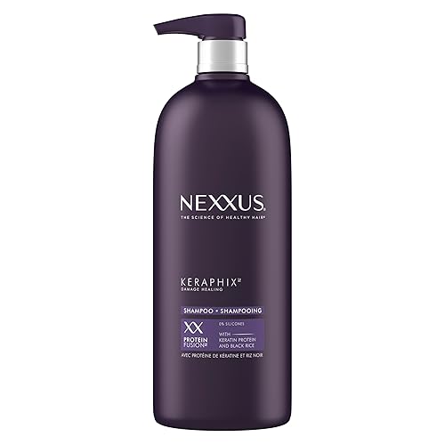 Nexxus Keraphix Champú para cabello dañado con proteína de queratina ProteinFusion arroz negro sin silicona 338 onzas