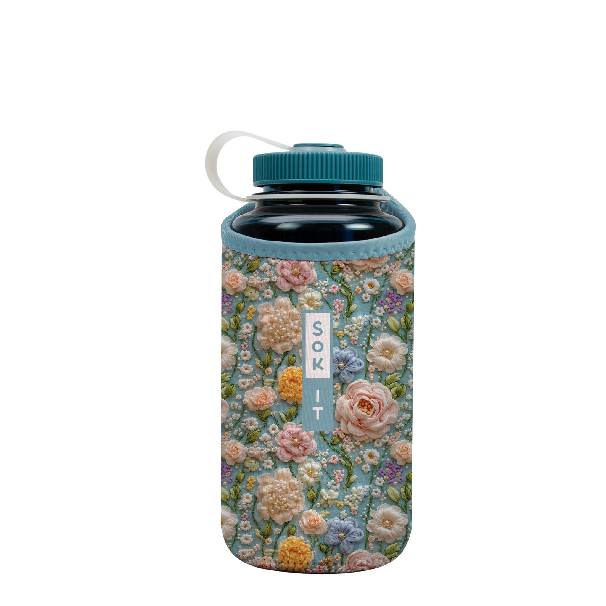 Sok It BotlSok Water Bottle Sleeve Insulated Neoprene Cover (Garden of Pearls, Fits 32oz Nalgene) — image 1