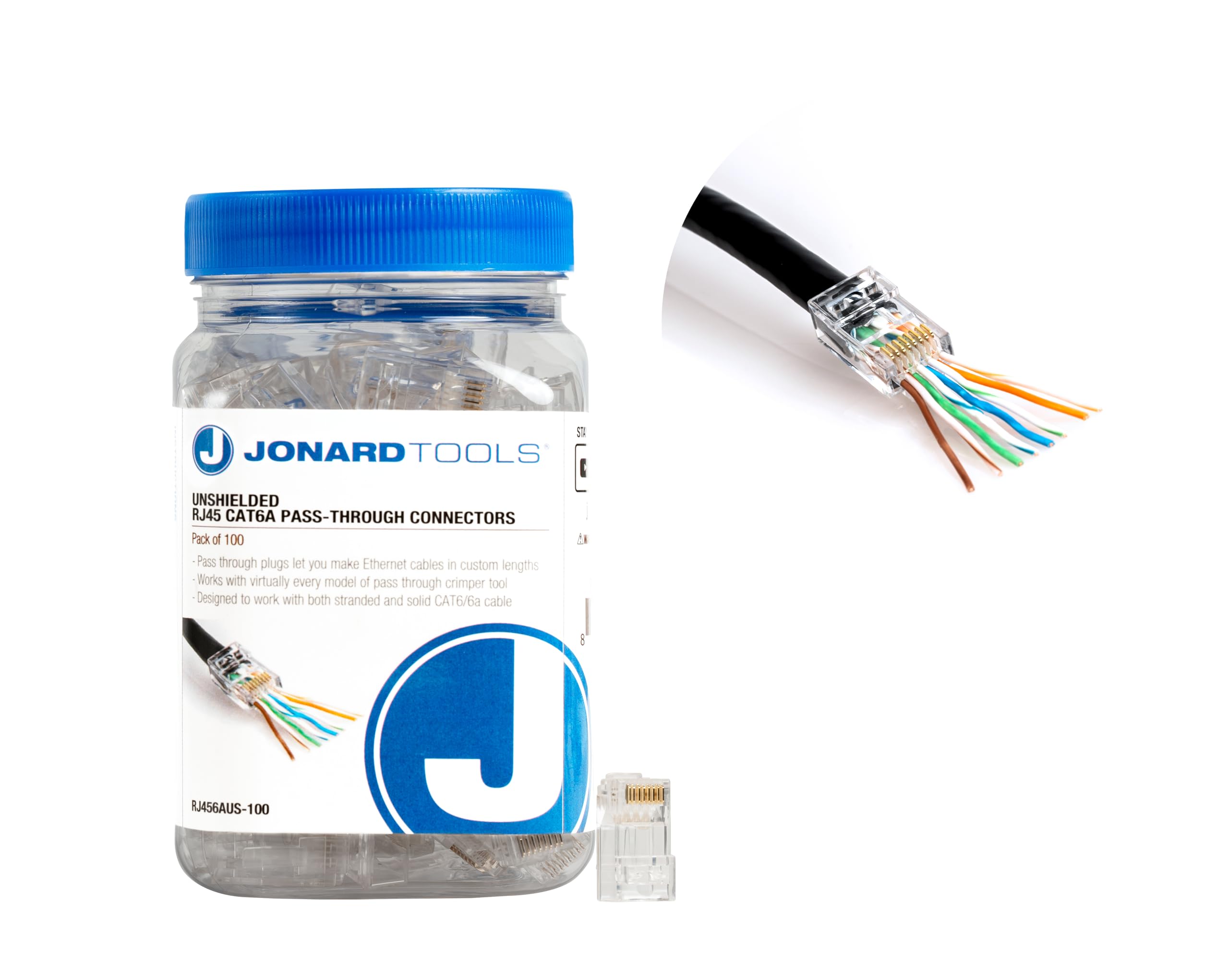 Connecteurs RJ45 CAT7 non blindés Jonard Tools, lot de 100 pièces pour câble Ethernet - 7