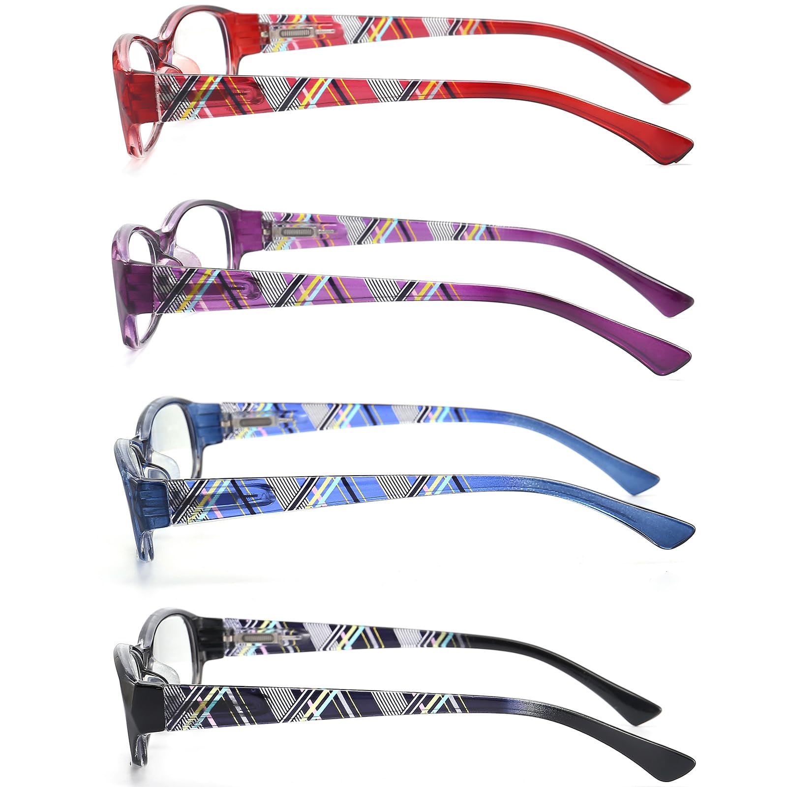 Gafas de lectura con bloqueo de luz azul para mujeres, marco rectangular para lectores de computadora con bisagra de resorte
