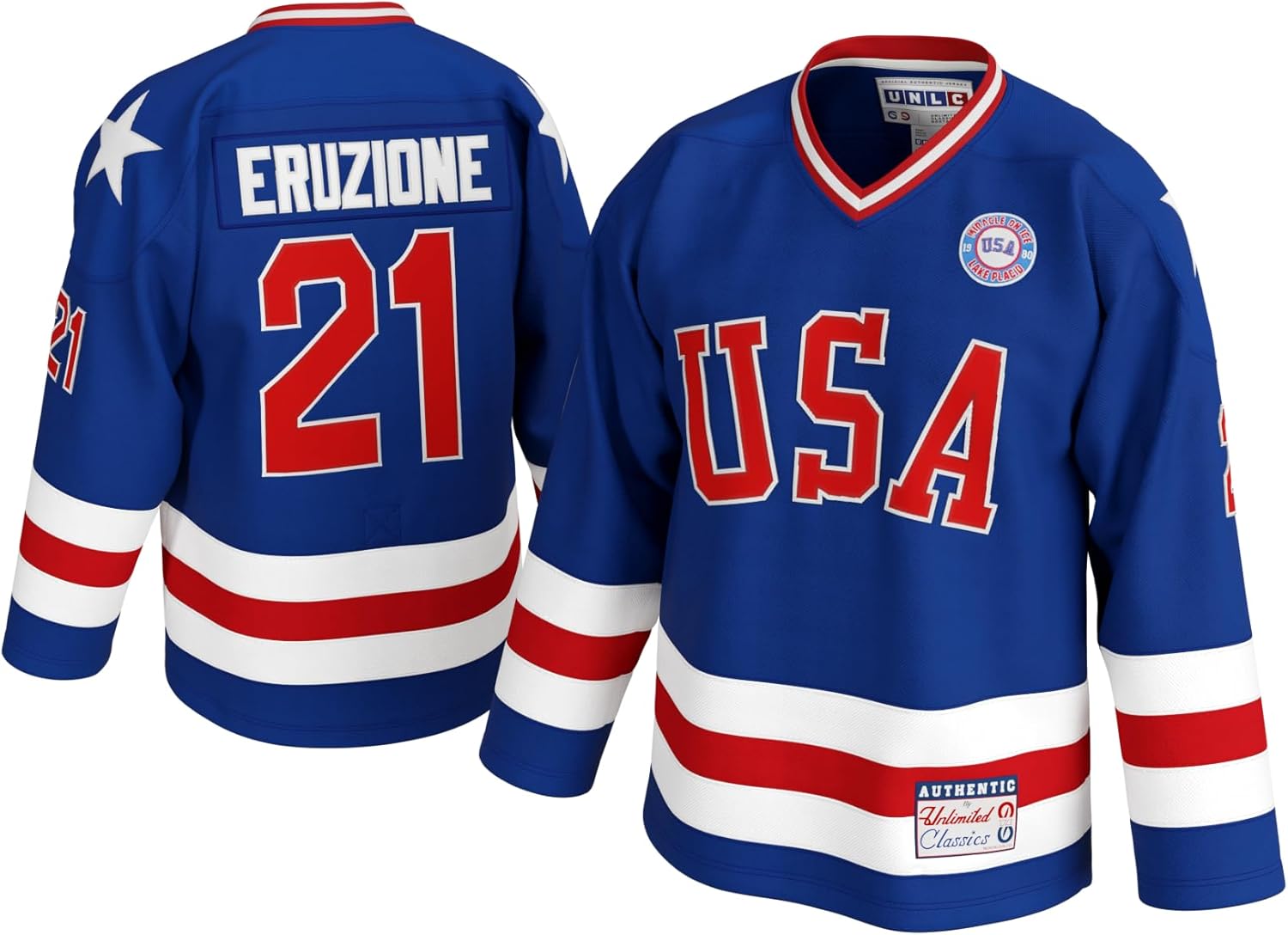 Mike Eruzione #21 Miracle 1980 USA Olympic Hockey Jersey – Stitched Letters, Adult Sizes S–5XL