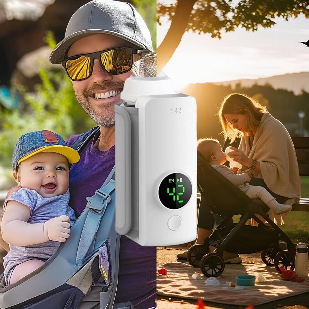 Chauffe-biberon portable pour voyage, réchauffement rapide avec affichage de la température à piles, réchauffement du lait pour l'extérieur