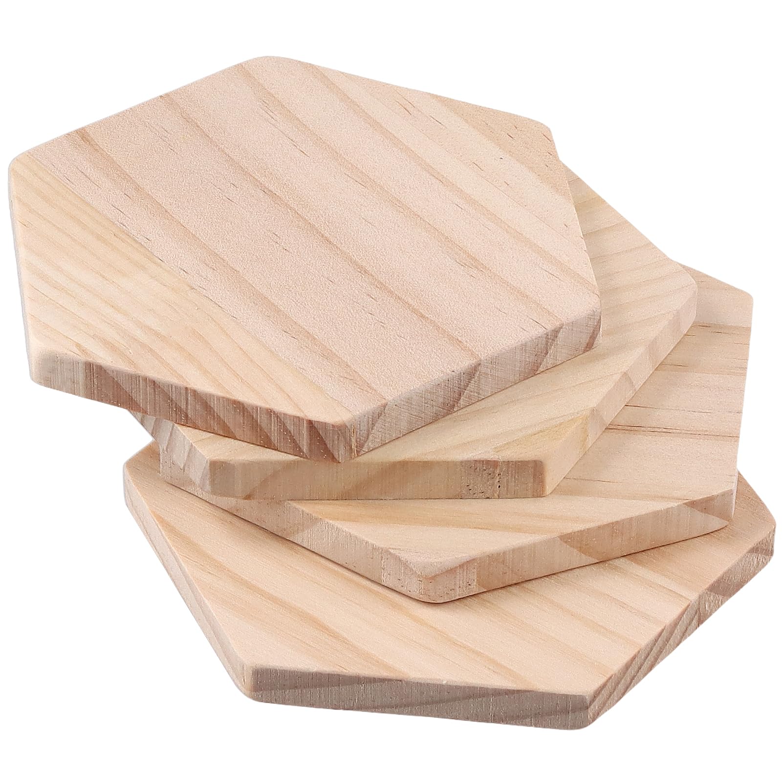 HOIGON Paquete de 30 posavasos de madera hexagonales de 10 x 10 x 0,9 cm, con calcomanías de puntos antideslizantes, posavasos de madera a granel para mesa de café, mesa de comedor, bar
