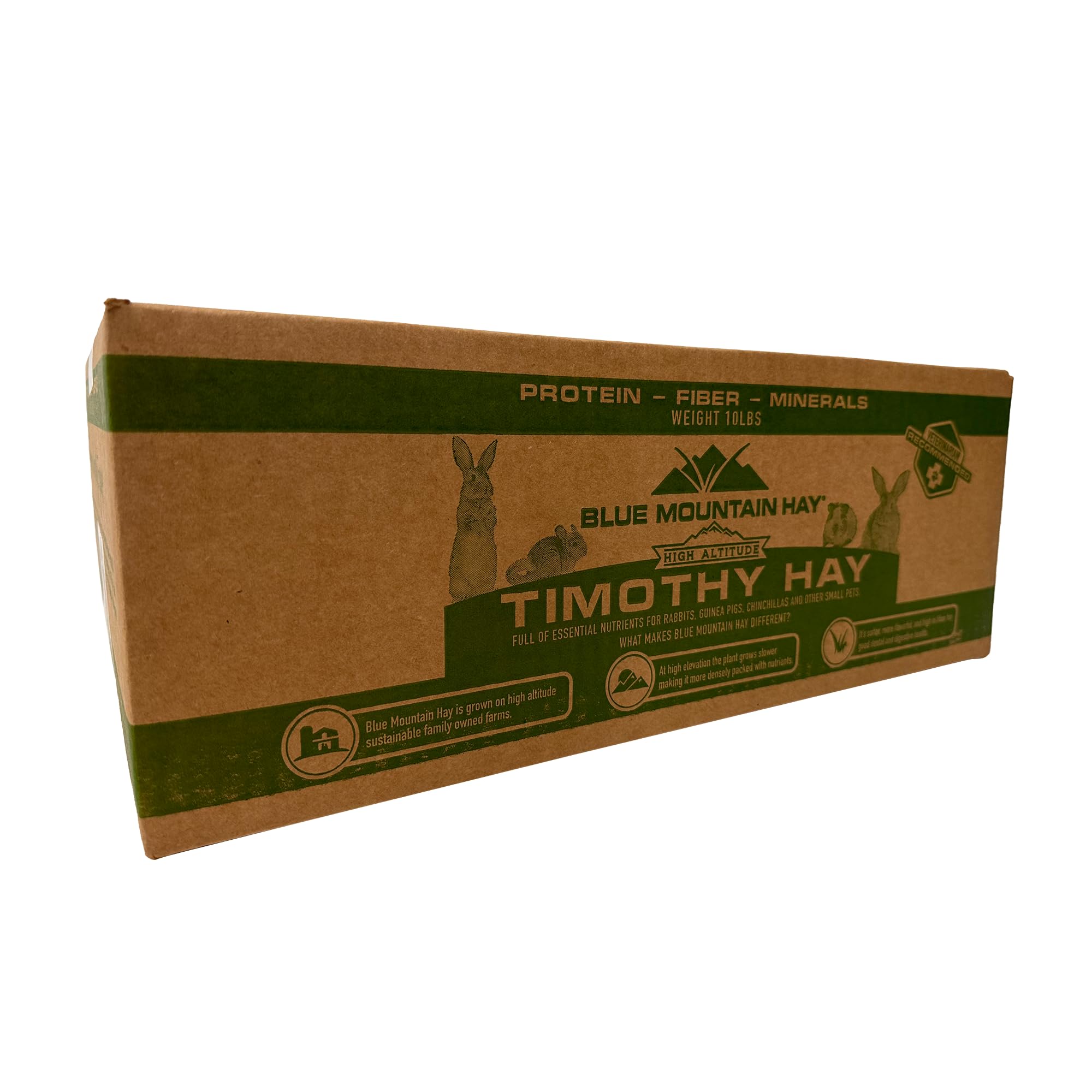 Blue Mountain Hay | Fresh Timothy Hay (10 Pounds) | Great for All Ages | High-Altitude Hay Pet Food for Rabbits, Guinea Pigs, Chinchillas, Hamsters,