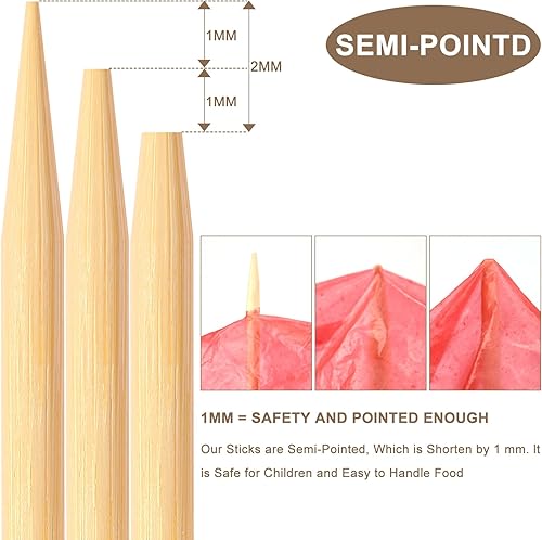 Miniatura 3 de Paquete de 150 palitos para asar malvaviscos, palitos de 30 pulgadas extra largos para hogueras, brochetas de bambú de 0.197 in de grosor al aire