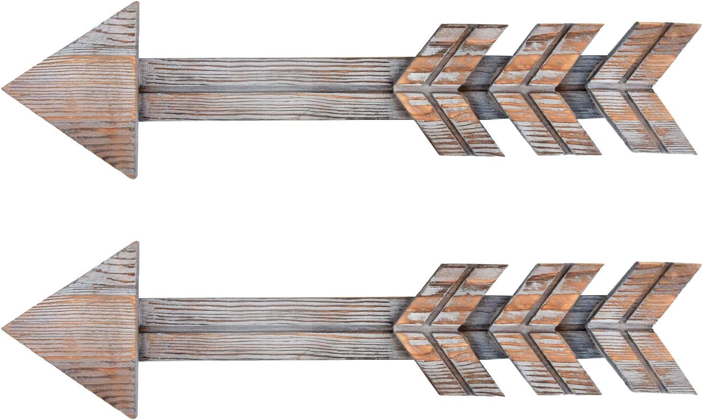 Seamersey Rustic Wood Arrow Sign Wall Decor - Decorative Farmhouse Home Wall Hanging Decor, Set of 2